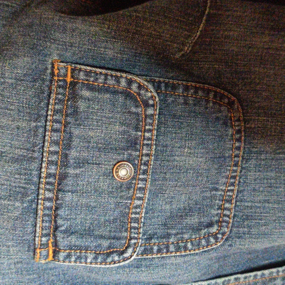 Old Navy Vintage Jean Blouse 100% Cotton 3/4 Sleeve Snap Buttons - Picture 4 of 6